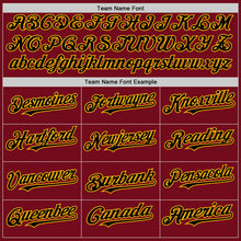 Load image into Gallery viewer, Custom Crimson Black-Gold Bomber Full-Snap Varsity Letterman Hoodie Jacket