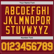 Load image into Gallery viewer, Custom Crimson Gold Bomber Full-Snap Varsity Letterman Hoodie Jacket