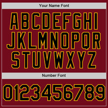 Load image into Gallery viewer, Custom Crimson Black Cream-Gold Bomber Full-Snap Varsity Letterman Two Tone Hoodie Jacket