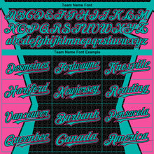 Load image into Gallery viewer, Custom Black Aqua-Pink Arrow 3D Pattern Design Bomber Full-Snap Varsity Letterman Hoodie Jacket