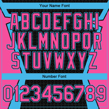 Load image into Gallery viewer, Custom Black Sky Blue-Pink Arrow 3D Pattern Design Bomber Full-Snap Varsity Letterman Hoodie Jacket