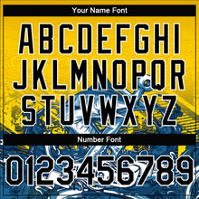 Load image into Gallery viewer, Custom Gold Black-White Marlin Fish Fishing 3D Bomber Full-Snap Varsity Letterman Hoodie Jacket