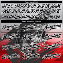 Load image into Gallery viewer, Custom Gray Black-Red Largemouth Bass Fish Fishing 3D Bomber Full-Snap Varsity Letterman Hoodie Jacket