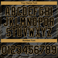 Load image into Gallery viewer, Custom Black Old Gold Largemouth Bass Fish Fishing 3D Bomber Full-Snap Varsity Letterman Hoodie Jacket