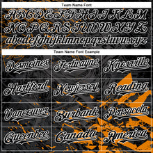 Load image into Gallery viewer, Custom Black Orange-White Tuna Fish Fishing 3D Bomber Full-Snap Varsity Letterman Hoodie Jacket