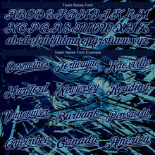 Load image into Gallery viewer, Custom Navy Light Blue Marlin Fish Fishing 3D Bomber Full-Snap Varsity Letterman Hoodie Jacket