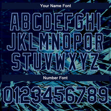 Load image into Gallery viewer, Custom Navy Light Blue Marlin Fish Fishing 3D Bomber Full-Snap Varsity Letterman Hoodie Jacket