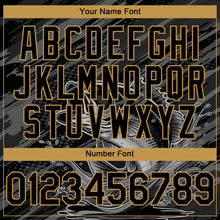 Load image into Gallery viewer, Custom Black Old Gold Largemouth Bass Fish Fishing 3D Bomber Full-Snap Varsity Letterman Hoodie Jacket