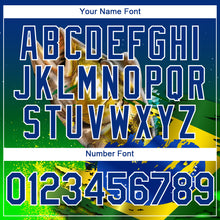 Load image into Gallery viewer, Custom Royal Neon Green-White Largemouth Bass Fish Fishing 3D Bomber Full-Snap Varsity Letterman Hoodie Jacket