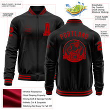 Load image into Gallery viewer, Custom Black Red Bomber Varsity Letterman Zipper Jacket