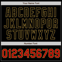 Load image into Gallery viewer, Custom Black Red-Old Gold Bomber Varsity Letterman Zipper Jacket