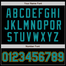 Load image into Gallery viewer, Custom Black Teal-Yellow Bomber Varsity Letterman Zipper Jacket