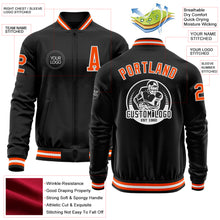 Load image into Gallery viewer, Custom Black Orange-White Bomber Varsity Letterman Zipper Jacket