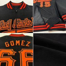 Load image into Gallery viewer, Custom Black Pink-Light Blue Bomber Varsity Letterman Zipper Jacket
