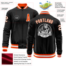 Load image into Gallery viewer, Custom Black Orange-White Bomber Varsity Letterman Zipper Jacket
