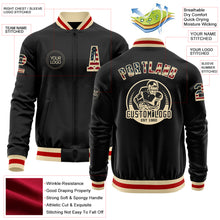 Load image into Gallery viewer, Custom Black Vintage USA Flag Cream-Red Bomber Varsity Letterman Zipper Jacket