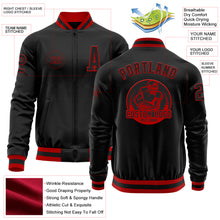 Load image into Gallery viewer, Custom Black Red Bomber Varsity Letterman Zipper Jacket