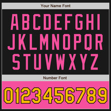 Load image into Gallery viewer, Custom Black Gold-Pink Bomber Varsity Letterman Two Tone Zipper Jacket