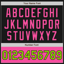 Load image into Gallery viewer, Custom Black Neon Green-Pink Bomber Varsity Letterman Two Tone Zipper Jacket