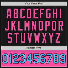 Load image into Gallery viewer, Custom Black Sky Blue-Pink Bomber Varsity Letterman Two Tone Zipper Jacket