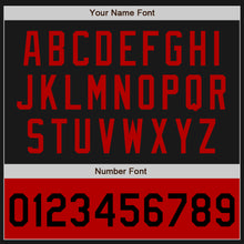 Load image into Gallery viewer, Custom Black Red Bomber Varsity Letterman Two Tone Zipper Jacket