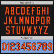 Load image into Gallery viewer, Custom Black Orange-Light Blue Bomber Varsity Letterman Two Tone Zipper Jacket