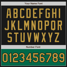 Load image into Gallery viewer, Custom Black Old Gold-Kelly Green Bomber Varsity Letterman Two Tone Zipper Jacket