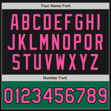 Load image into Gallery viewer, Custom Black Pink-Kelly Green Bomber Varsity Letterman Two Tone Zipper Jacket