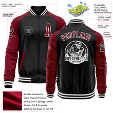 Load image into Gallery viewer, Custom Black Crimson-White Bomber Varsity Letterman Two Tone Zipper Jacket