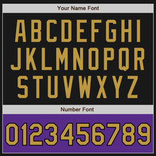 Load image into Gallery viewer, Custom Black Old Gold-Purple Bomber Varsity Letterman Two Tone Zipper Jacket