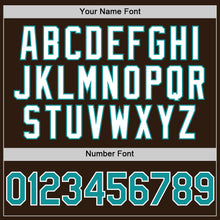 Load image into Gallery viewer, Custom Brown Teal-White Bomber Full-Snap Varsity Letterman Hoodie Jacket