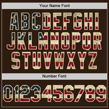 Load image into Gallery viewer, Custom Brown Vintage USA Flag Cream-Maroon Bomber Full-Snap Varsity Letterman Hoodie Jacket