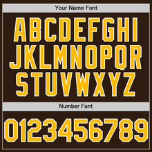 Load image into Gallery viewer, Custom Brown Gold-White Bomber Full-Snap Varsity Letterman Two Tone Hoodie Jacket