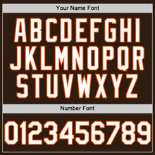 Load image into Gallery viewer, Custom Brown White-Orange Bomber Full-Snap Varsity Letterman Two Tone Hoodie Jacket