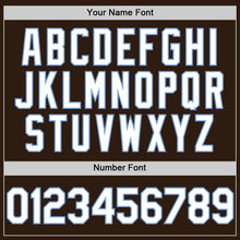 Load image into Gallery viewer, Custom Brown White-Light Blue Bomber Full-Snap Varsity Letterman Two Tone Hoodie Jacket