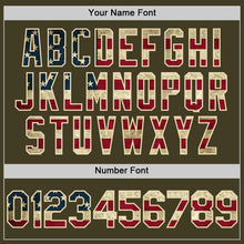 Load image into Gallery viewer, Custom Olive Vintage USA Flag Cream-Black Bomber Full-Snap Varsity Letterman Salute To Service Hoodie Jacket