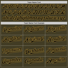 Load image into Gallery viewer, Custom Olive Black-Old Gold Bomber Full-Snap Varsity Letterman Salute To Service Hoodie Jacket