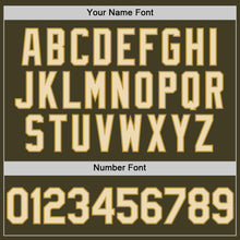 Load image into Gallery viewer, Custom Olive Cream Old Gold-Black Bomber Full-Snap Varsity Letterman Salute To Service Hoodie Jacket