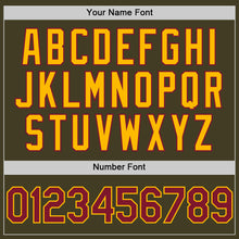 Load image into Gallery viewer, Custom Olive Crimson-Gold Bomber Full-Snap Varsity Letterman Salute To Service Hoodie Jacket