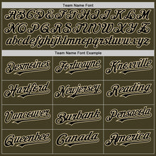 Load image into Gallery viewer, Custom Olive Black-Cream Bomber Full-Snap Varsity Letterman Two Tone Salute To Service Hoodie Jacket