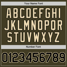 Load image into Gallery viewer, Custom Olive Black-Cream Bomber Full-Snap Varsity Letterman Two Tone Salute To Service Hoodie Jacket