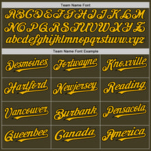 Load image into Gallery viewer, Custom Olive Gold-Black Bomber Full-Snap Varsity Letterman Two Tone Salute To Service Hoodie Jacket