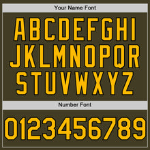 Load image into Gallery viewer, Custom Olive Gold-Black Bomber Full-Snap Varsity Letterman Two Tone Salute To Service Hoodie Jacket