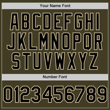 Load image into Gallery viewer, Custom Olive Black-Cream Bomber Full-Snap Varsity Letterman Two Tone Salute To Service Hoodie Jacket