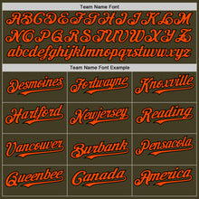 Load image into Gallery viewer, Custom Olive Orange-Black Bomber Full-Snap Varsity Letterman Two Tone Salute To Service Hoodie Jacket