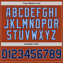 Load image into Gallery viewer, Custom Texas Orange Navy-Light Blue Bomber Full-Snap Varsity Letterman Two Tone Hoodie Jacket