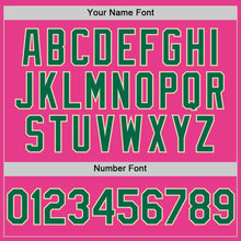 Load image into Gallery viewer, Custom Pink Kelly Green-Cream Bomber Full-Snap Varsity Letterman Hoodie Jacket