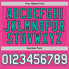 Load image into Gallery viewer, Custom Pink Black-Aqua Bomber Full-Snap Varsity Letterman Hoodie Jacket