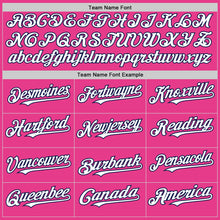 Load image into Gallery viewer, Custom Pink White-Navy Bomber Full-Snap Varsity Letterman Hoodie Jacket