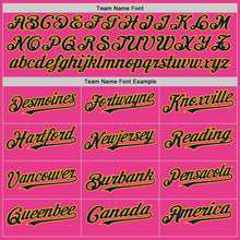 Load image into Gallery viewer, Custom Pink Navy-Gold Bomber Full-Snap Varsity Letterman Hoodie Jacket